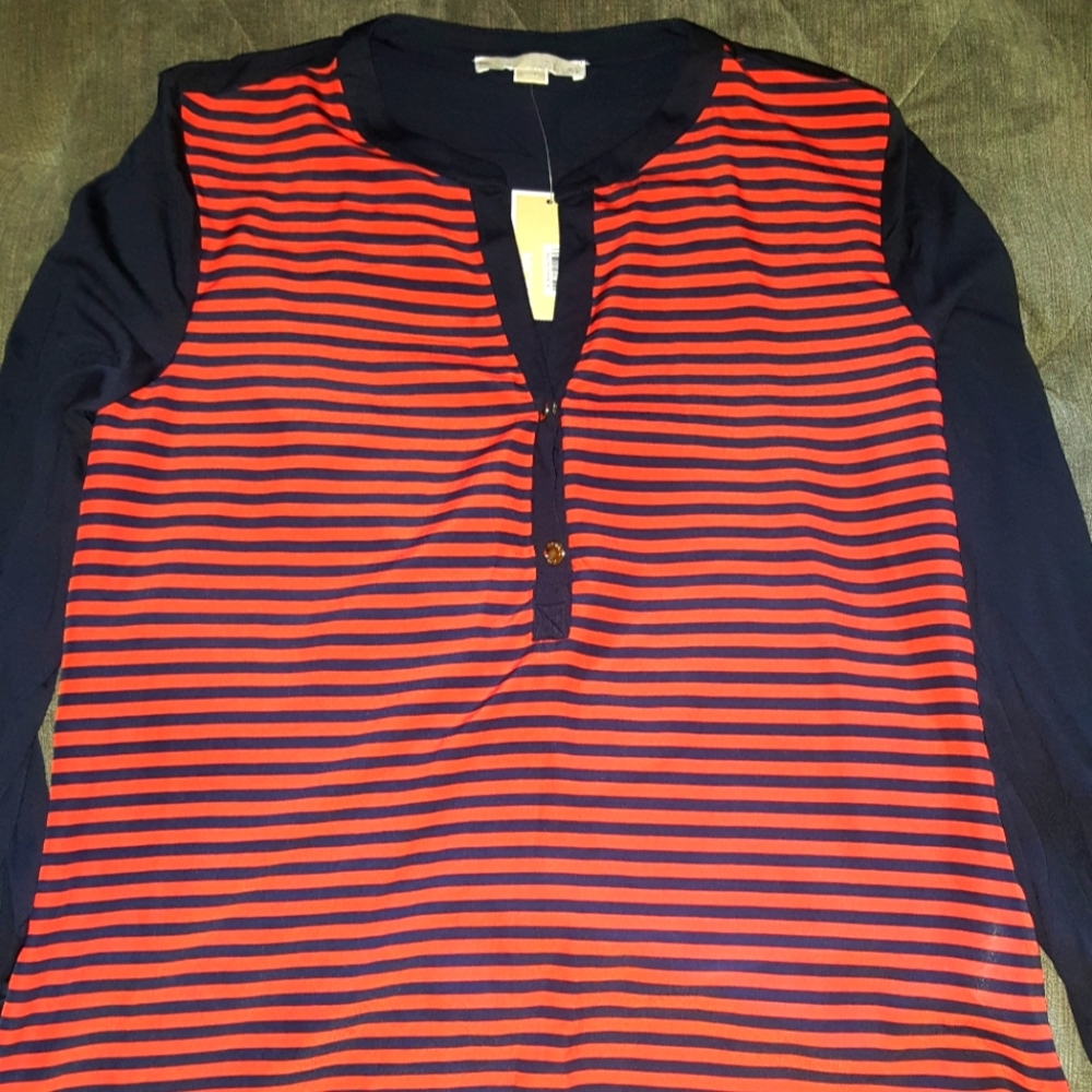 NWT 🔶🔷 M.K. vertical strips orange & blue blouse ...